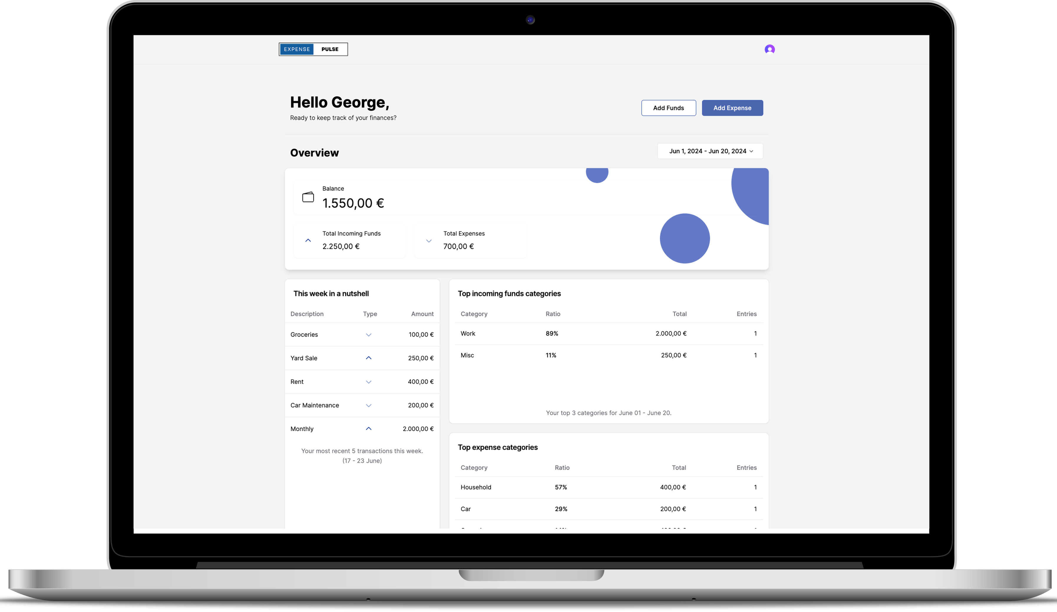 Interactive, real-time dashboard that shows you all of your important financial data at a glance. We're not sure what we'd do without it.